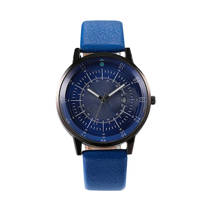 

Cross-border selling a consignment double ring calendar no man ultra-thin leisure business belt watch digital dial