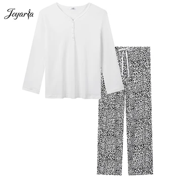 

Joyaria 2 Piece Womens Cotton Pajama Set Patterned Nightgown Super Soft Sleepwear Comfy Loungewear Long Sleeve