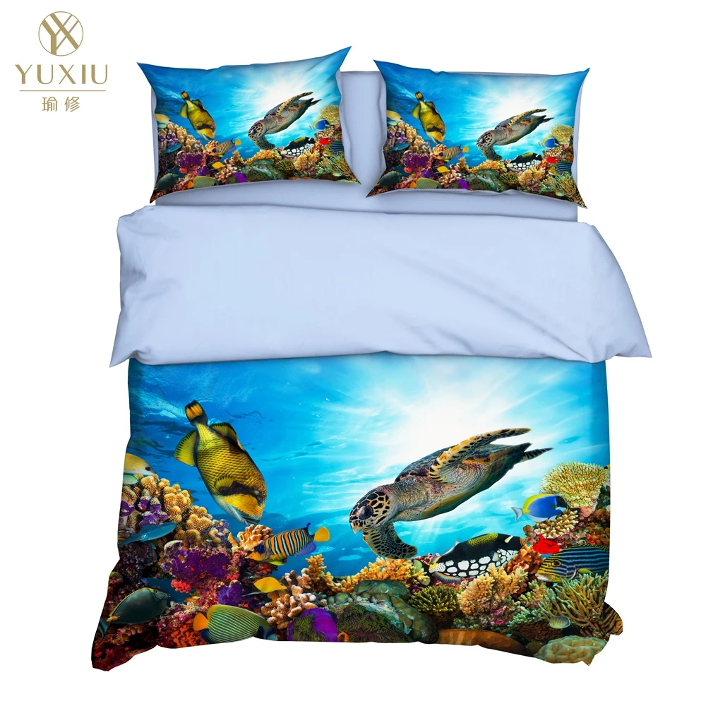 Style 9 YuXiu роскошный 3D комплект постельного белья морская черепаха пододеяльник 3 шт. комплекты постельное белье стеганое одеяло покрывало король королева полный Твин двойной один размер - Цвет: Style 9