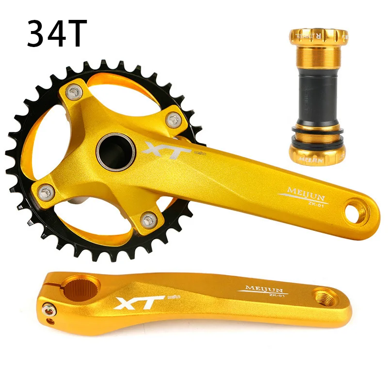 Gold 34T MEIJUN MTB велосипед горный велосипед цепь 34 T-38 T W/Нижний Кронштейн Cranks набор - Цвет: Gold 34T