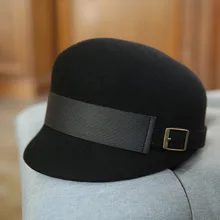 Качественная элегантная женская шляпа для лица, фетровые шерстяные козырьки, Джокер, металлический пояс, пряжка, Клубная шляпа, шапка для конного спорта, осенне-зимняя одежда