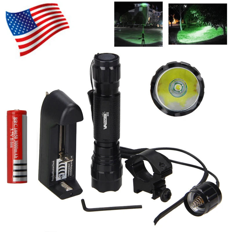 

Gun Airsoft Red Hunting Light Tactical under-barrel Flashlight+20mm Rail Rifle Scope Mount+Remote Pressure Switch+18650+Charger