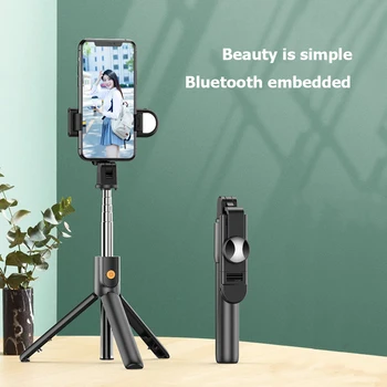 K10-S Bluetooth Selfie Stick with Light Monopod Mini Tripod for iPhone Samsung Mini Lightweight Table-Top Tripod Stand