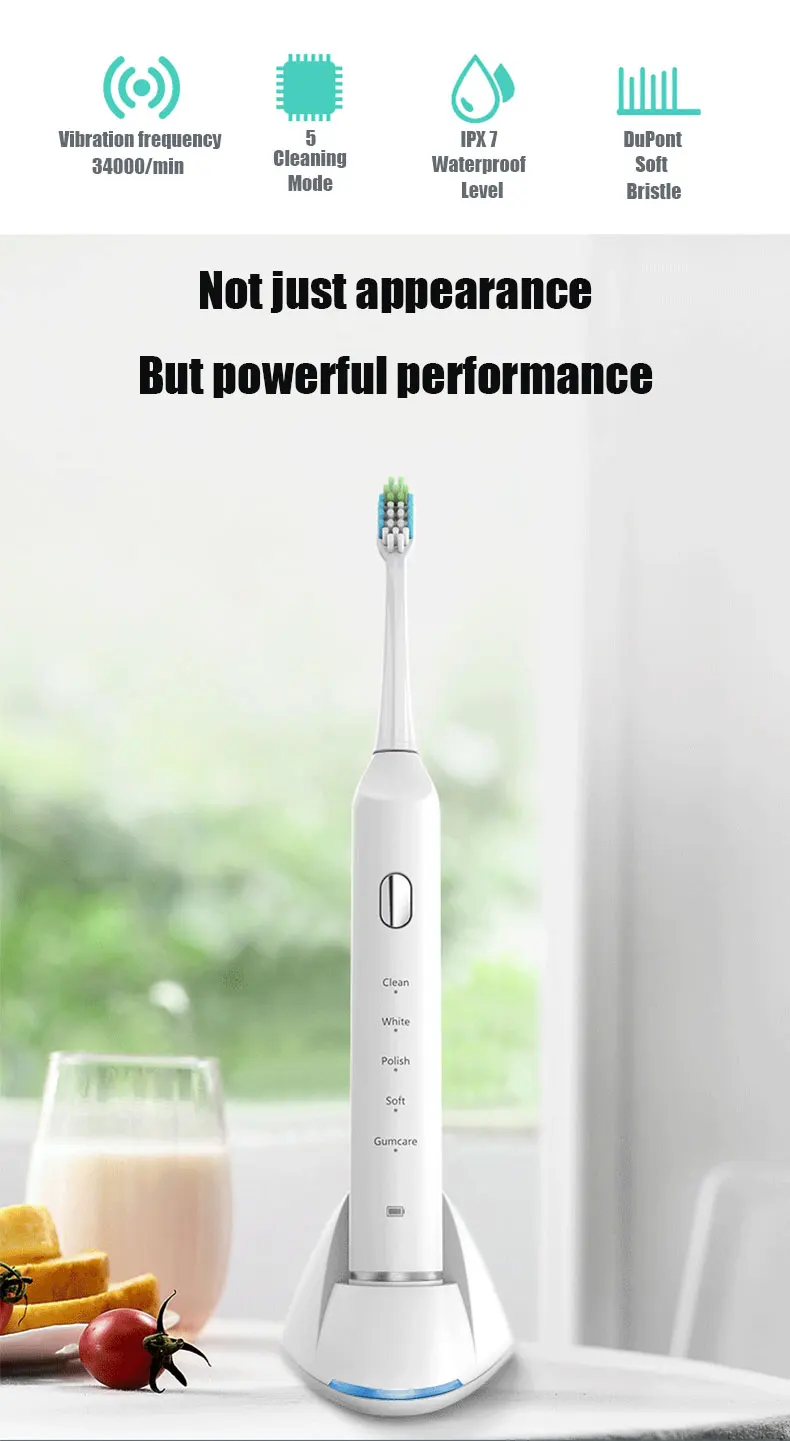 Sonic escova de dentes elétrica temporizador adulto