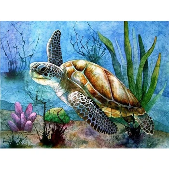 

Turtle life animal 5D diy diamond painting Full Square Round Drill mosaic embroidery sale needlework home decoration N828