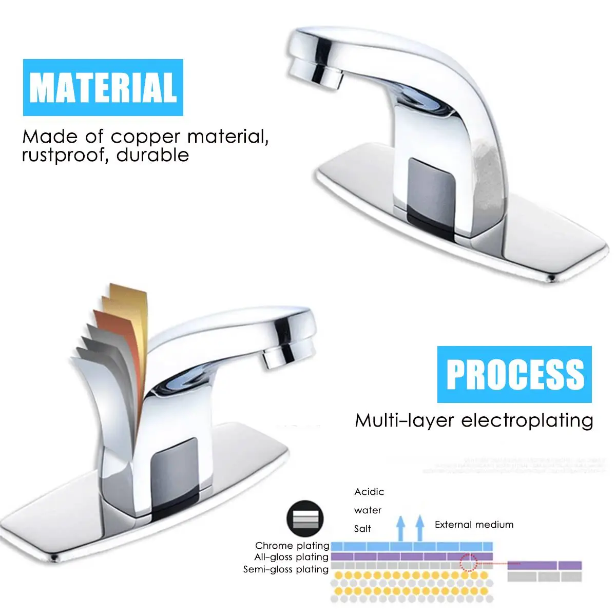 Bathroom Automatic Touch Free Infrared Sensor Faucets Touchless Water Saving Inductive Electric Water Tap Mixer