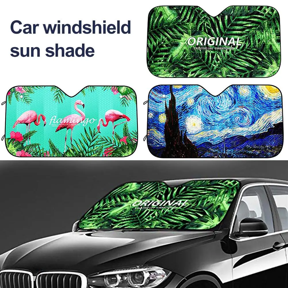 Gray Black White Fog with Red Bird Car Windshield Sun Shade Window Sunshade Keeps Vehicle Cool Universal for Car,SUV,Trucks Block UV and Heat