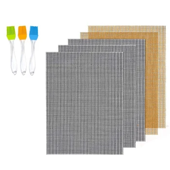 

BBQ Grill Mesh Mat Set of 5 - Non-Stick Cooking Mats for Grilled , Grilling Sheet Liner, Reusable Grill Accessories