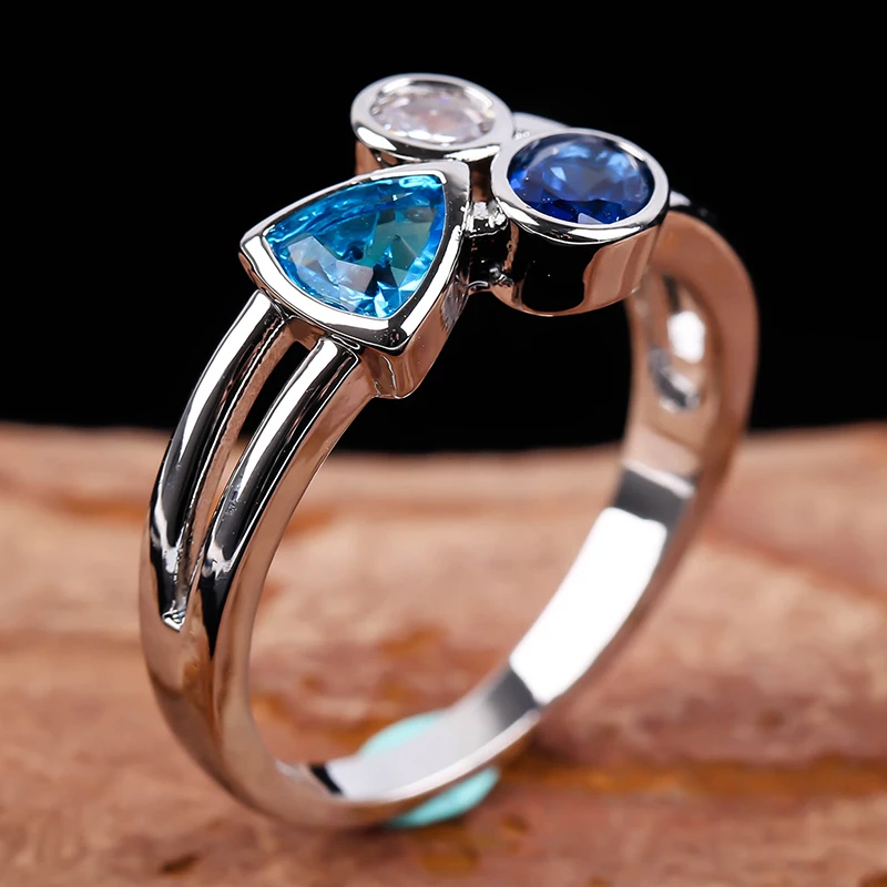 Luxury Oval Round Triangle Geometric CZ Stone Ring Silver Color Crystal Wedding Prty Jewelry Engagement Rings for Women O5M367 | Украшения