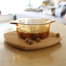 

Nordic Water Corrugated Wooden Placemat Table Coasters Hot Pad Table Mat Set Dining Insulation Storage Tray Kitchen Accessories