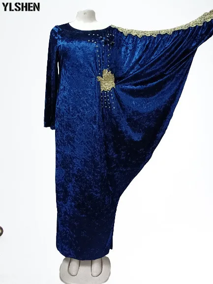 Velvet African Long Maxi Dresses for Women Evening Party Dress Christmas Dashiki Africa Clothes Plus Size Casual Muslim Robe 13