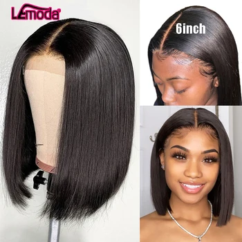 

Lemoda Bob Wig Short Straight Human Hair Wigs Pre Plucked Brazilian 2x6 Lace Wig Remy 150% Lace Front Human Hair Wigs For Women