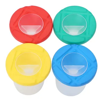 

4Pcs Creative DIY Art Painting Cups for Children's Painting Non Spill Storage Pot with Lids Children Plastic Writing Washing Cup