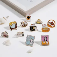 Японский стиль Харадзюку мягкая Очаровательная Милая масляная капля кошка котенок жизнь брошь воротник булавка сумка со значком A-2088