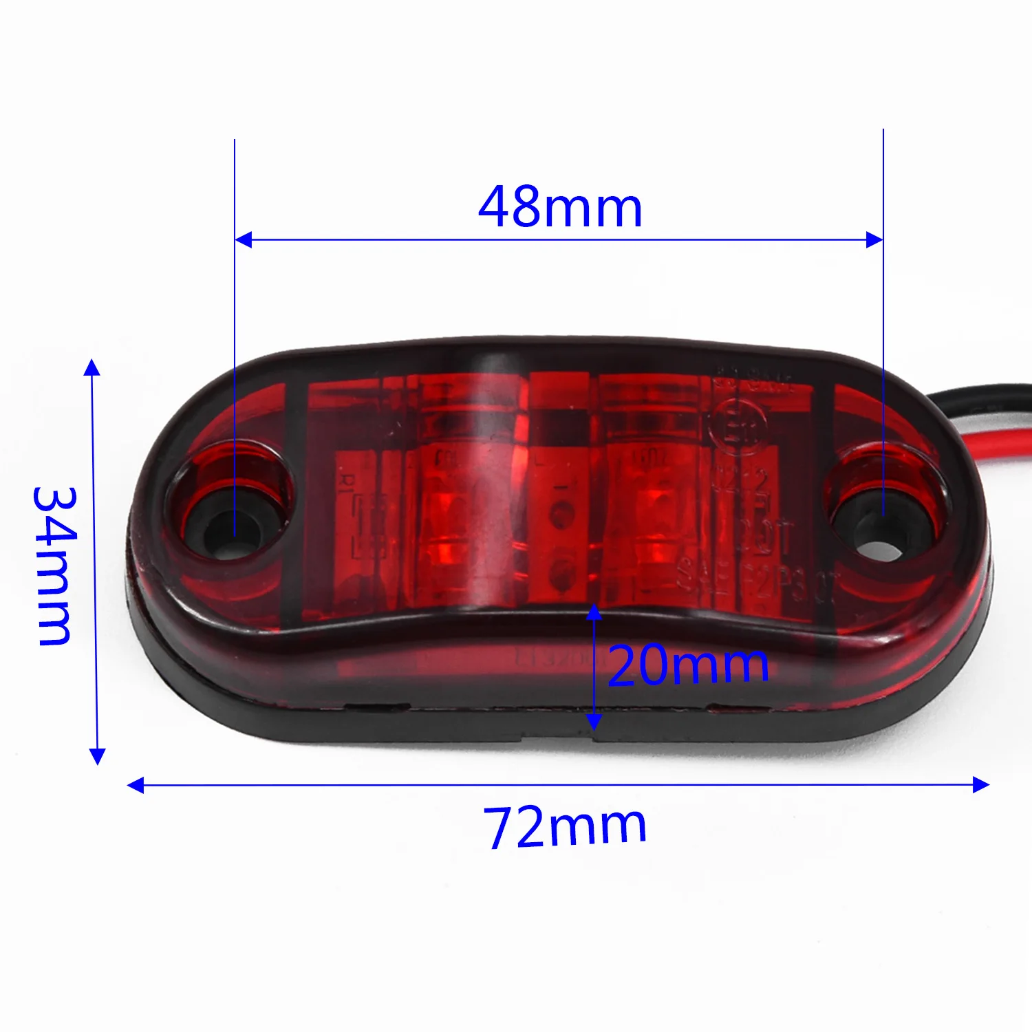 

2pcs Red Oval 2 LED Stop Turn Signal Brake Marker Tail Lights for Truck 10V~30V