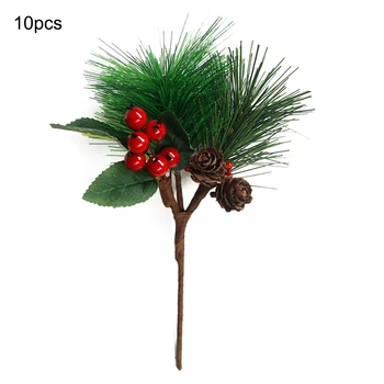

10pcs Artificial Pine Picks for Flower Arrangements Wreaths Mini Simulation Christmas Tree PVC Shooting Props Artificial Plants
