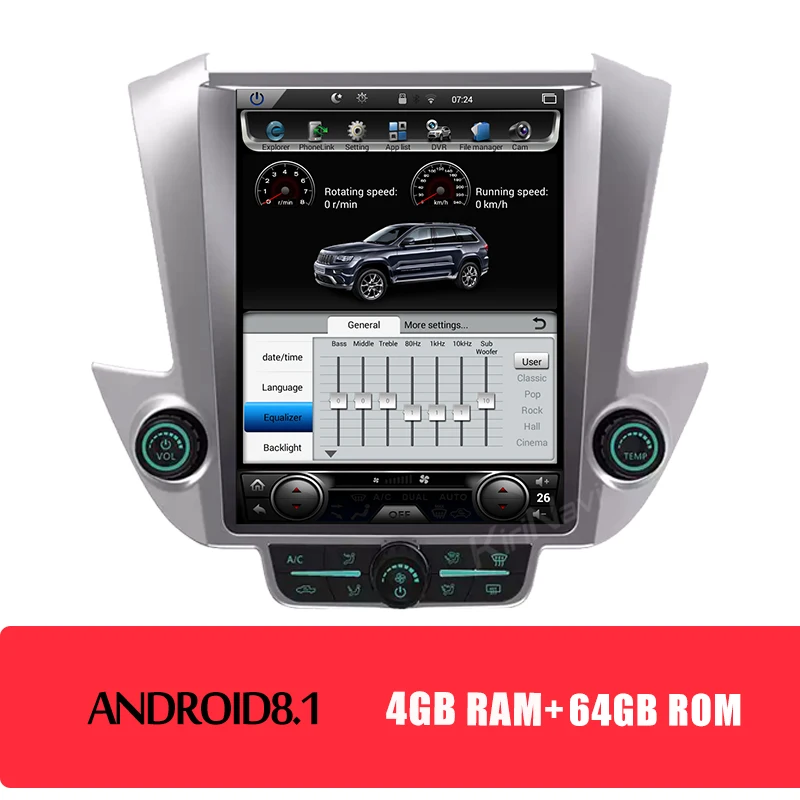 KiriNavi 12," вертикальный экран Tesla стиль Android 8,1 Автомагнитола для Chevrolet Tahoe Suburban Yukon автомобильный DVD авто gps навигация - Цвет: android car radio