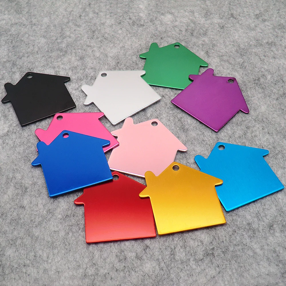 Wholesale 100Pcs Aluminum Plate House Personalized Pet Collar ID Tags For Dog Cat Name Collars Nameplate | Дом и сад