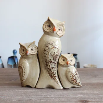 

1set Home Decoration Accessories Modern Ceramic Owl Crafts Table Desktop Art Oranment Home Decoration
