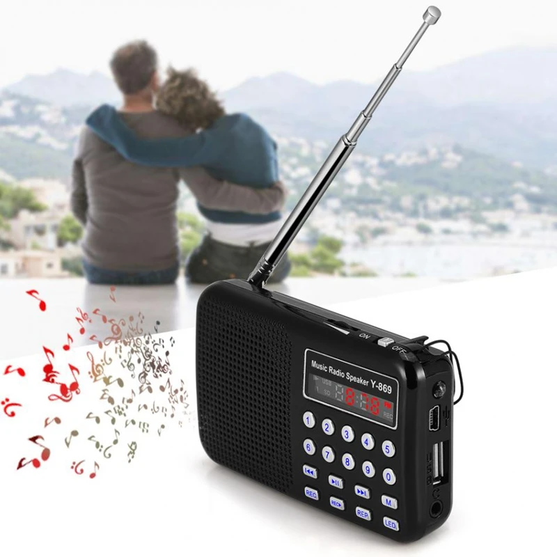 Портативный мини стерео ЖК-дисплей Fm/Am радио Usb Tf карта музыкальный плеер аккумуляторная батарея со светодиодным светильник