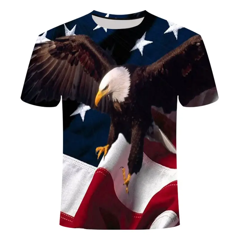 Крутая футболка с 3D принтом волка для мужчин и женщин, модная футболка с 3d принтом орла в стиле хип-хоп, летняя футболка с коротким рукавом и принтом животных, Мужская футболка 6XL