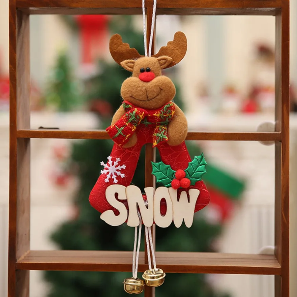 Рождественское украшение Jingle Bell Подвеска с Санта Клаусом Рождественская елка украшения Висячие с Jingle Bells дверь стена письмо колокольчик подвеска