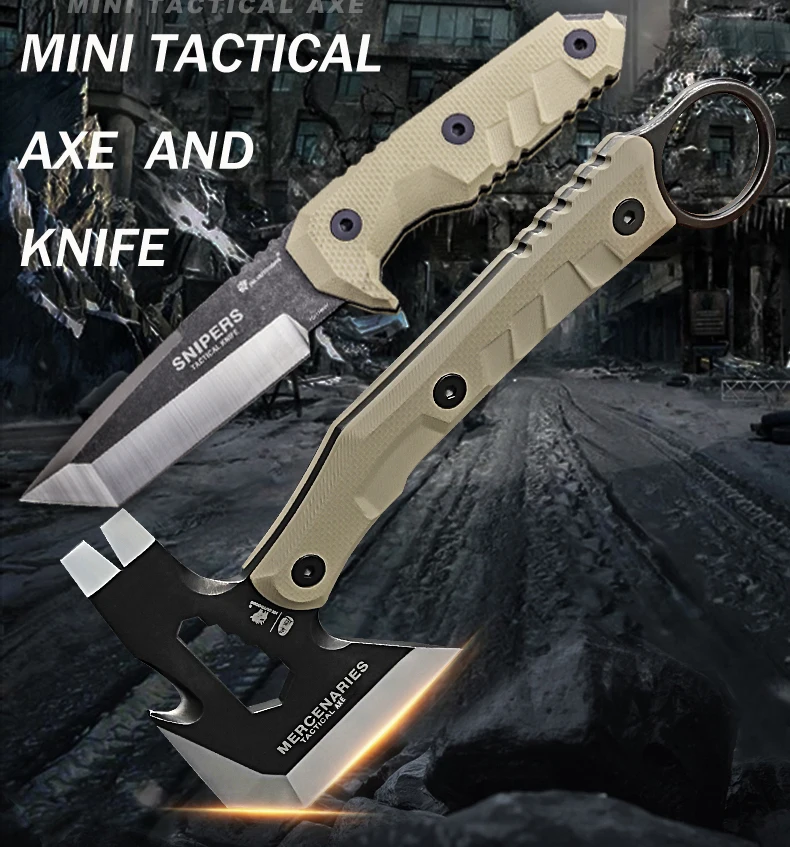 Новое поступление мини-топор для кемпинга и набор ножей многофункциональный для выживания на открытом воздухе тактический топор с охотничьим ножом