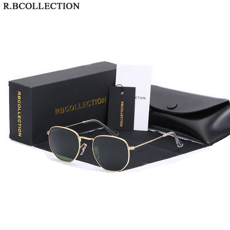 Мужские и женские шестигранные солнцезащитные очки R.BCOLLECTION брендовые с линзами