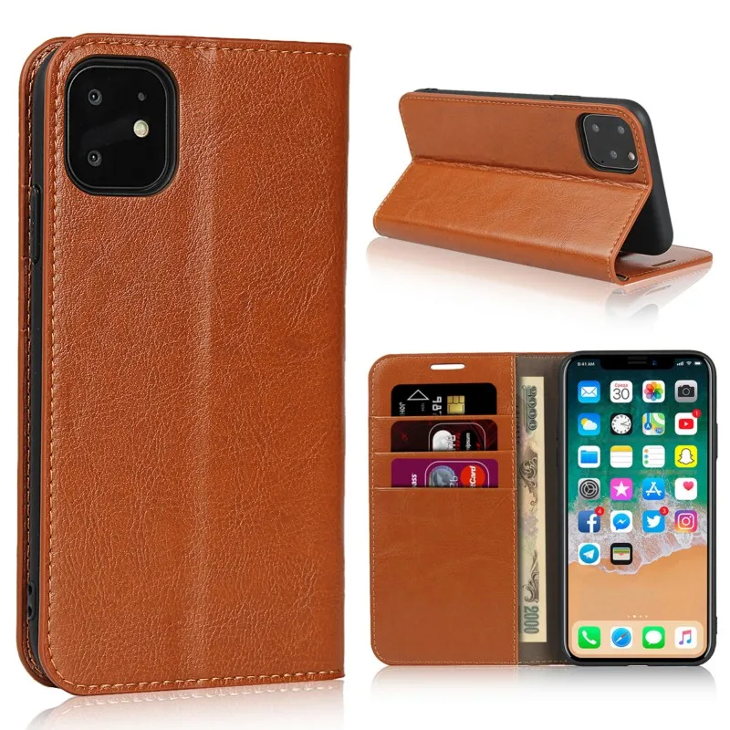 OEEKOI Crazy Horse из натуральной кожи(полиуретан) с откидной крышкой для iPhone 11 Pro Max/11/11/Xs Max/XR/XS/8/7 Plus/7/6s/6/5S/5