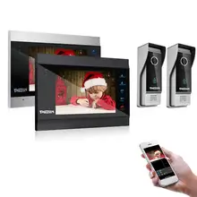 TMEZON 7 Inch Wireless/Wifi Smart IP Video Door Phone Intercom System with 2 Night Vision Monitor + 2 Rainproof Doorbell Camera цена TMEZON 7 Inch Wireless/Wifi Smart IP Video Door Phone Intercom System with 2 Night Vision Monitor + 2 Rainproof Doorbell Camera цены онлайн