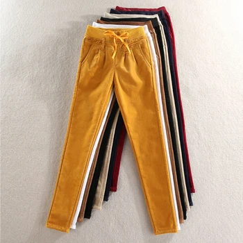 

high quality new Ms. winter corduroy pants plus velvet elastic casual pants Elastic waist corduroy pants Women's trousers