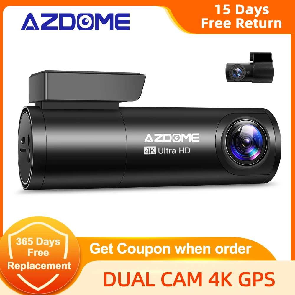 AZDOME M300S 4K Front and Rear Dash Cam Voice Control Car Camera With UHD 2160P Built in WiFi GPS Night Vision WDR Free 64GB | Автомобили