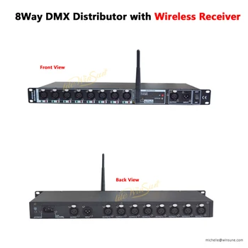 

8-Way DMX Isolator Distributor with 2.4G Wireless Reciver Line Splitter 16 3PIN XLR Plug Pre-AMP Post-AMP