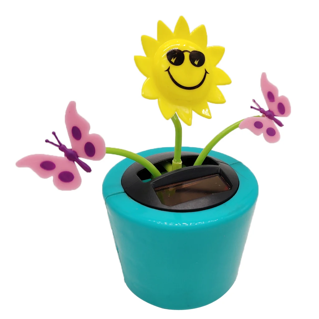 Cute Insects Flower Solar Powered Swing Dolls, Sunflower and Butterfly Shaking Plant Home Decor Kids Gift