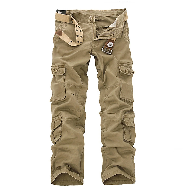 best business casual pants Men's Spring Military Tactical Pants Multi-Pocket Washed Overalls Long Trousers Autumn Loose Cotton Male Cargo Pant Plus Size 46 casual joggers mens