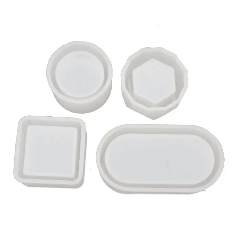 

4Pcs DIY Box Silicone Resin Molds Kit Mini Round Square Flower Pot Storage Mold