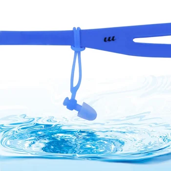 

2 Pieces Silicone Gel Anti-Lost Swimming Earplugs With Cord For Adult Kids