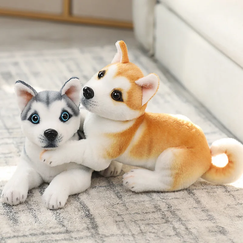 32cm Lifelike Plush Dog Stuffed Soft Animals Real Life Husky Dalmatian Akita Shar Pei Migru Doll Kids Toys Home Decor Gift