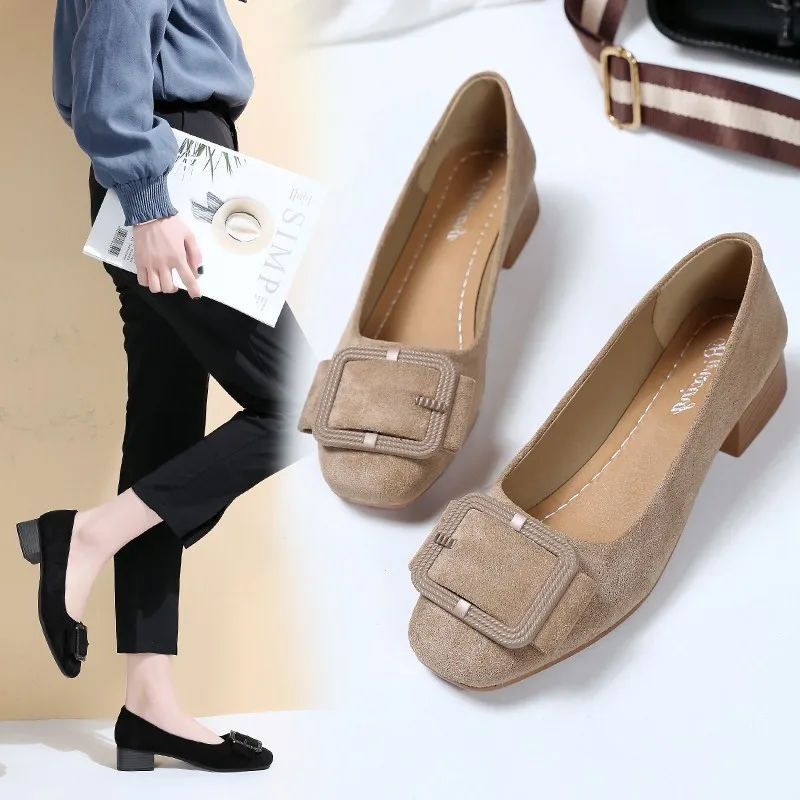 

2019 New Style WOMEN'S Shoes Casual Women's Low Heel Suede Foot Covering Loafers Spring Low-Cut WOMEN'S Shoes