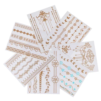 

1Piece Sexy Design Hot Flash Leaf Bracelet Gold Metallic Tatoo Temporary Women Hair Wrist Body Art Jewelry Tattoo Sticker
