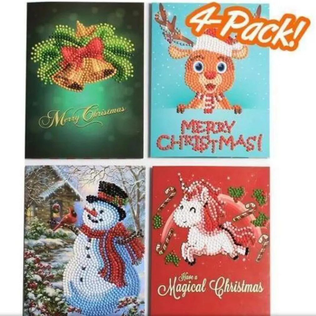 Christmas 5D Creative Diy Diamond Painting Christmas Card Old Man Snowman Elk Bell Unicorn Magic Diamond