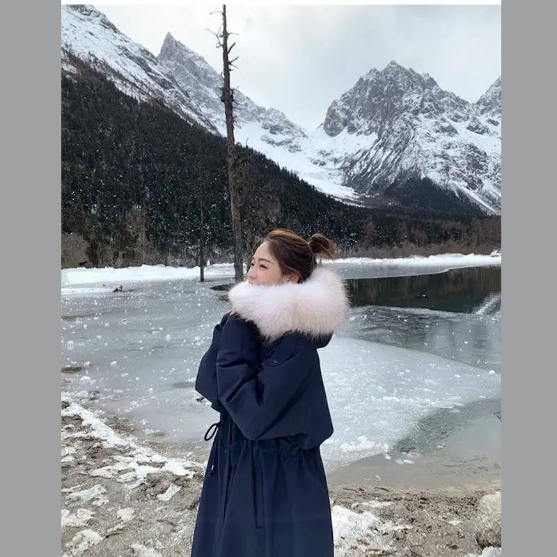 Bella Philosophy Wonder winter solid Women Real Fur Collar warm coat lady Loose Windbreaker female 90% white duck down coat