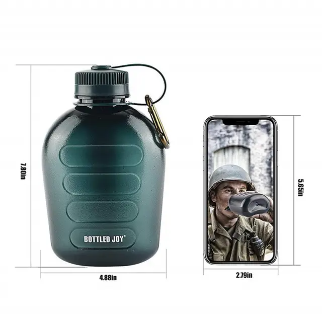 1L Army Green Plastic Sports Water Bottle Survival Kitchen And Home Kettle Outdoor Sports Water Bottle 6