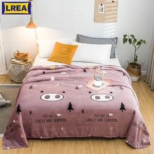LREA высококачественное тонкое мягкое модное одеяло из кораллового флиса с принтом для хорошей ночи, зимние простыни, удобные