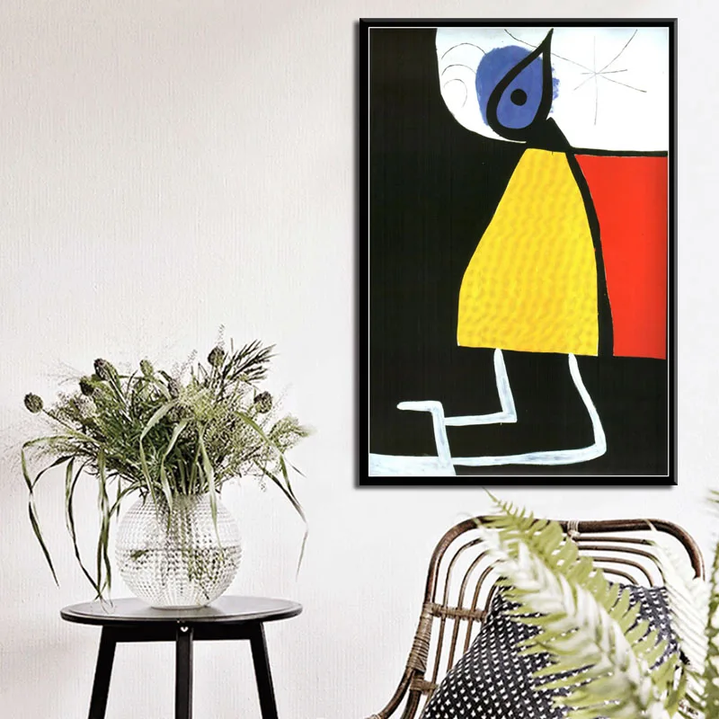Joan Miro Современная художественная картина, абстрактная картина, Ретро Художественная живопись, Шелковый Холст, плакат, настенный домашний декор
