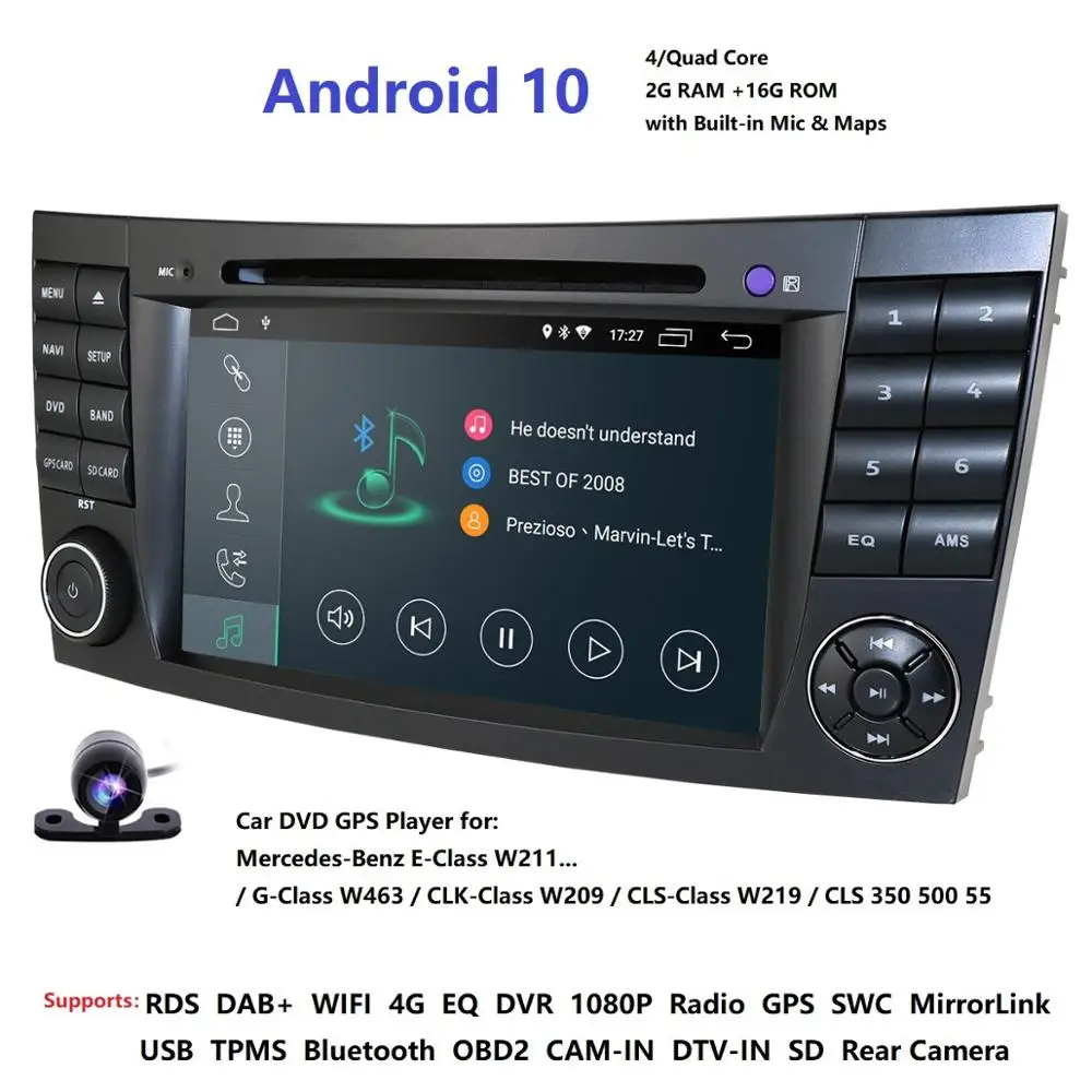 Автомобильный DVD-плеер 2 din IPS 4G Android 10 для Mercedes Benz E-class W211 E200 E220 E300 E350 E240 E270 E280 CLS CLASS W219