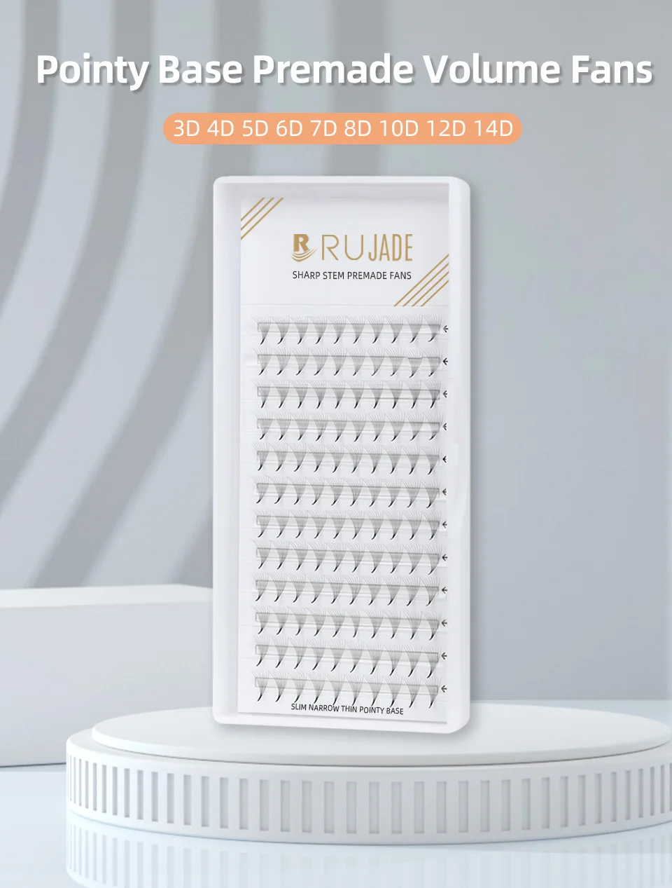 Description Picture 3 of itemSharp Narrow Stem Premade Fans Eyelash Extension Individual Lashes Thin Pointy Base Pre Made Ready Fan Russian Volume Eyelashes