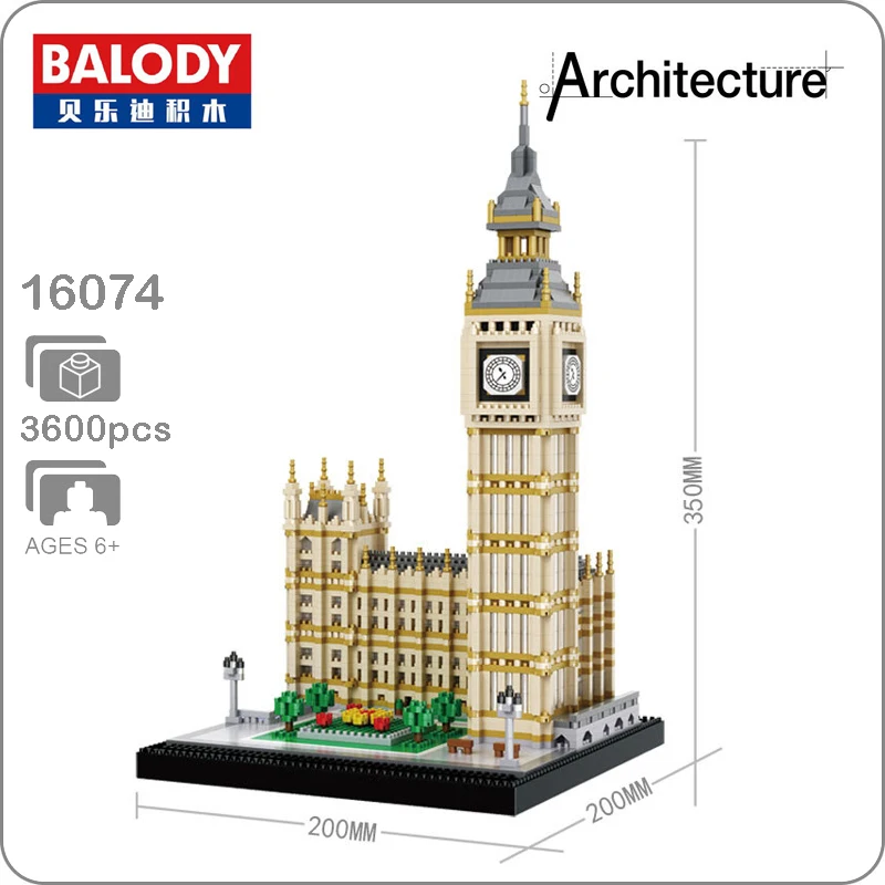

Balody 16074 World Famous Architecture Elizabeth Tower Big Ben Model Micro DIY Mini Building Small Blocks 3D Assembly Toy no Box