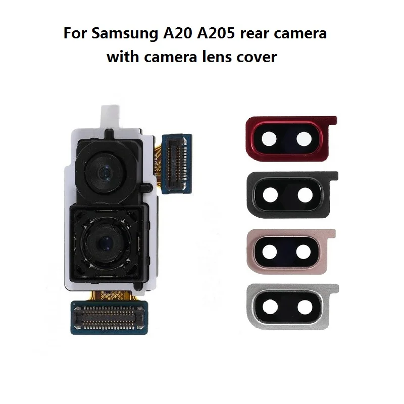 

Back Big Rear Camera Module With Camera Lens Cover Ring + Glass lens For Samsung Galaxy A20 SM-A205