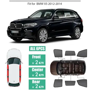 

Fit For BMW X5 2012-2014 6Pcs Windows Sunshade UV Protection Mesh Block Visor